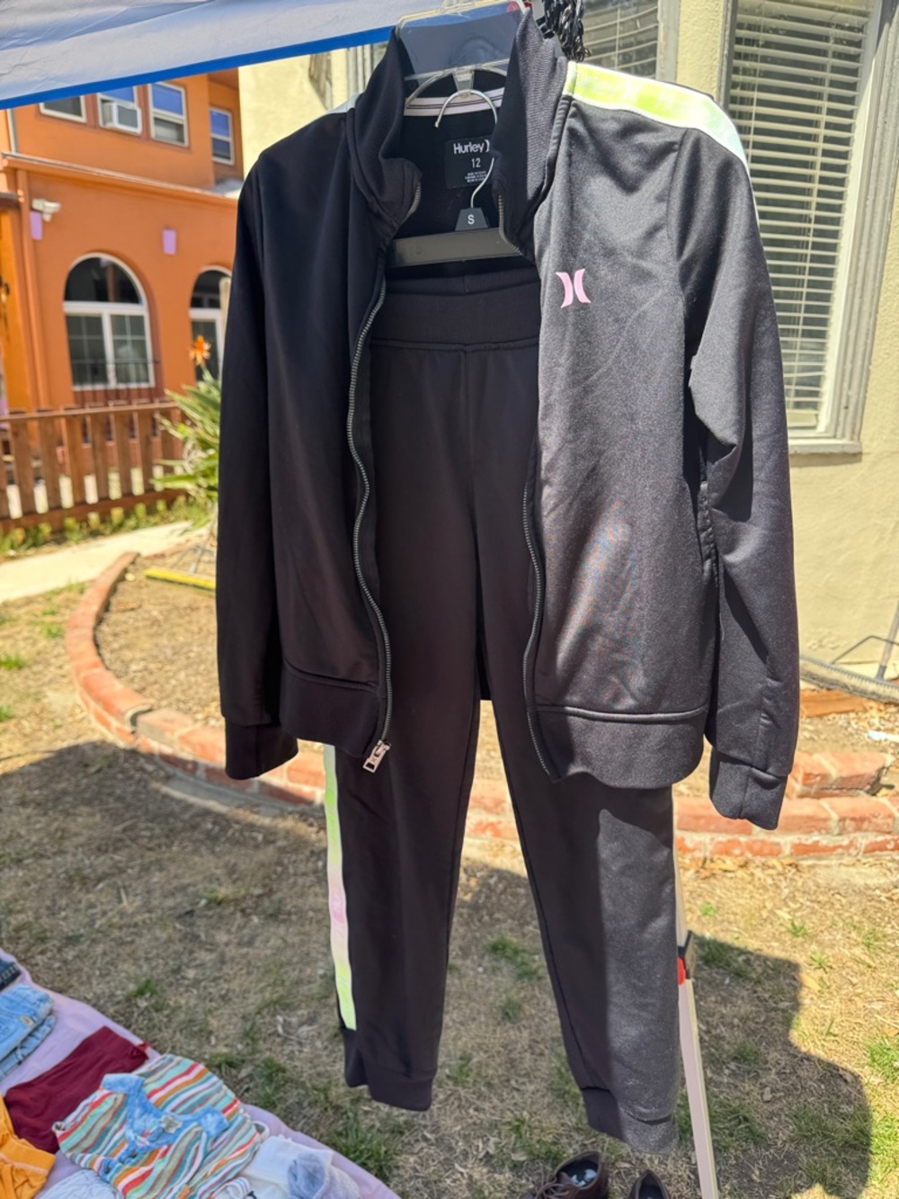 Hurley Black Track Jacket and Joggers with Pastel Stripe